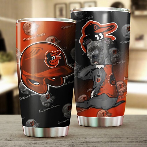 Baltimore Orioles MLB Tumbler with Lovable Dog Design for Dog-loving Baseball Fans with Custom MLB Logo - Image 2