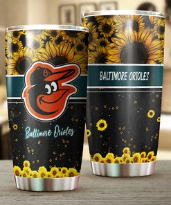 Baltimore Orioles MLB Tumbler with Stunning Sunflower Design for Baseball Fans