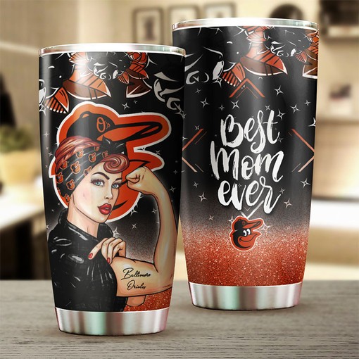 Baltimore Orioles Strong Baseball Moms MLB Tumbler with Logo and Personalized Engraving - Image 2