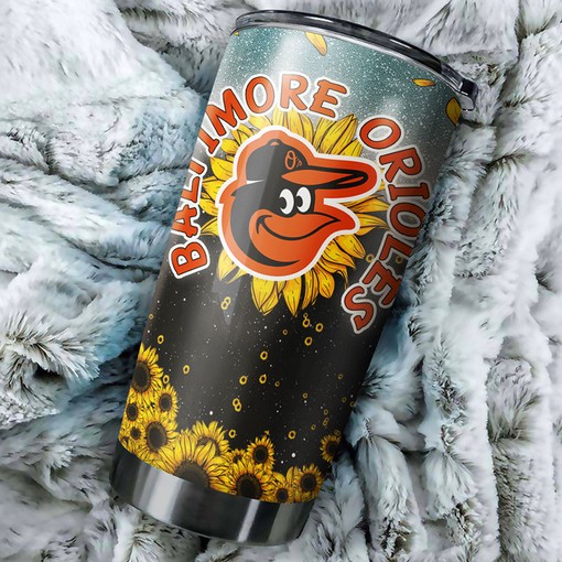 Baltimore Orioles Sunflower Design MLB Tumbler - Baseball Tumbler Ideas