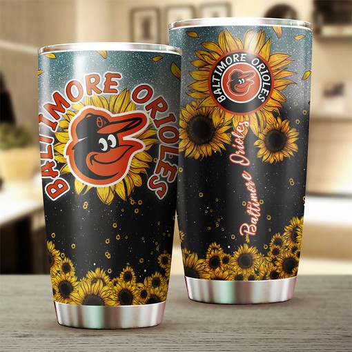 Baltimore Orioles Sunflower Design MLB Tumbler - Baseball Tumbler Ideas - Image 2