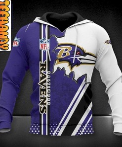 Baltimore Ravens Football 3D Hoodie with All-Over Prints and Graphics for Fans