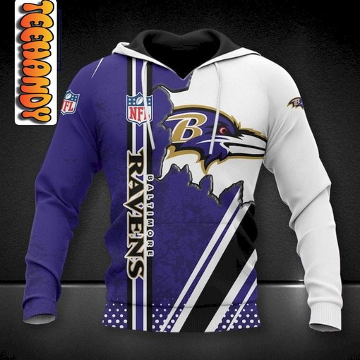 Baltimore Ravens Football 3D Hoodie with All-Over Prints and Graphics for Fans