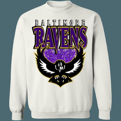 Baltimore Ravens Vintage NFL Crewneck Sweatshirt Hoodie for Fans - Image 3