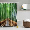 Bamboo Bridge Scenery Shower Curtain | Outdoor Landscape Print | Bathroom Accessories