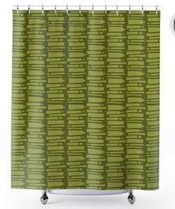 Bamboo Tiki Geometric Mid Century Modern Shower Curtain for Chic Bathroom Decor
