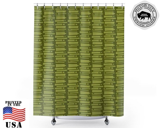 Bamboo Tiki Geometric Mid Century Modern Shower Curtain for Chic Bathroom Decor