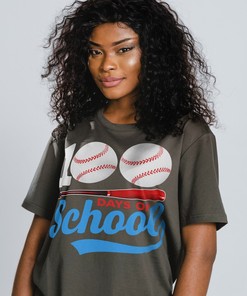 Baseball Tees for 100th Day of School, Home Runs Teacher Appreciation Shirt with Gift for Student Quote