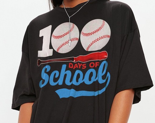 Baseball Tees for 100th Day of School, Home Runs Teacher Appreciation Shirt with Gift for Student Quote - Image 2
