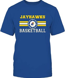 Basketball Center Logo Retro Stripes Kansas Jayhawks Shirt - NCAA College Shirts