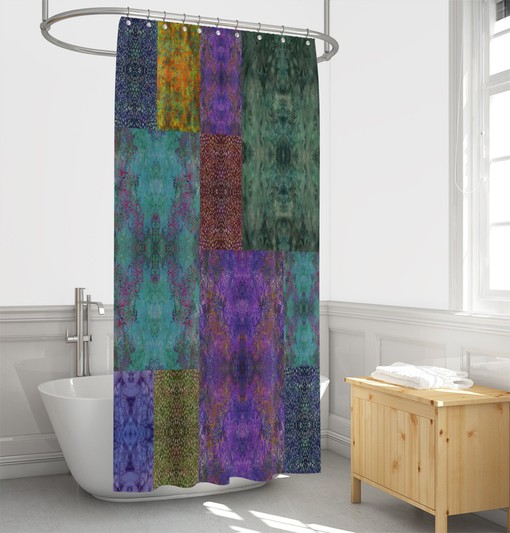 Batik Design Boho Shower Curtain Set with Optional Bath Mat and Bathroom Decor - Image 2