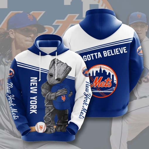 Be a Baseball Fan with New York Mets Men's All-Over Print 3D Hoodie