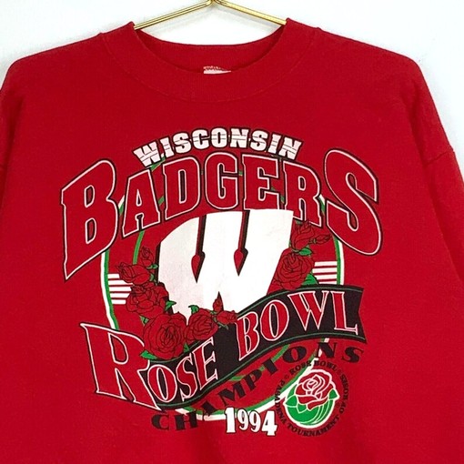 Be a Bucky Fan: Vintage Wisconsin Badgers 1994 Rose Bowl Red Crewneck Sweatshirt - NCAA Fanwear - Image 2