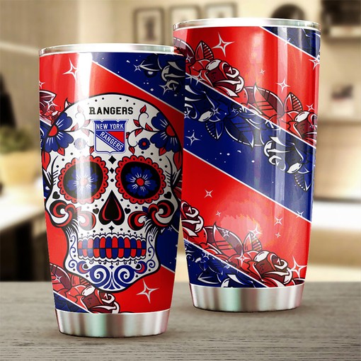 Be a Trendsetter with This New York Rangers NHL Tumbler with a Skull Design