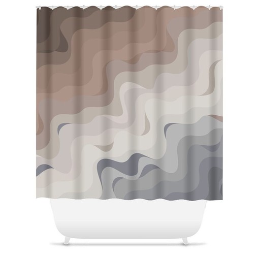 Beach-inspired Wavy Abstract Shower Curtain, Mid-Century Modern Design, Coastal Decor - Image 3