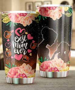 Beautiful Baltimore Orioles MLB Tumbler for Cool Moms with Iconic Logo and Flower Design