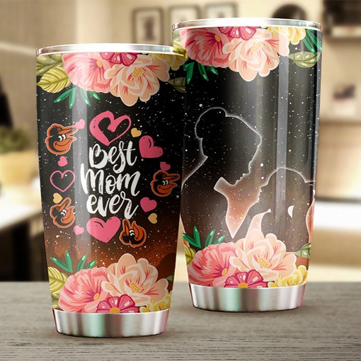 Beautiful Baltimore Orioles MLB Tumbler for Cool Moms with Iconic Logo and Flower Design
