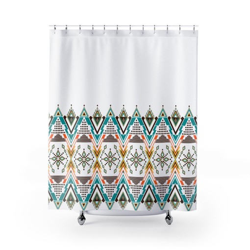 Beautiful Bathroom Essential with Ethnic Print Boho Shower Curtain for Restroom Decor