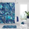 Beautiful Blue Abstract Boho Shower Curtain Set with Bathroom Decor