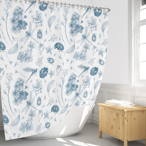 Beautiful Dragonfly and Floral Shower Curtain | Loving Bath Curtain for Bathroom Decor - Image 3