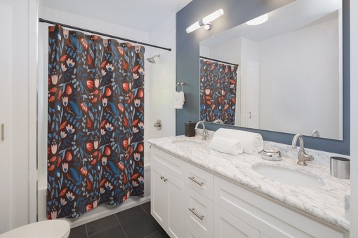 Beautiful Nature Pattern Shower Curtain with Flowers, Seeds, Pods, and Twigs, Shower Curtain Ideas - Image 2