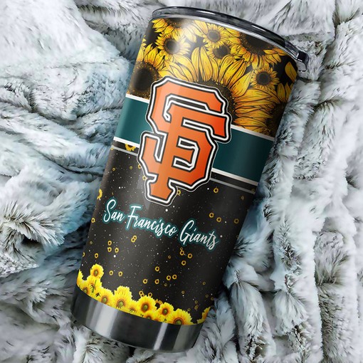 Beautiful San Francisco Giants MLB Tumbler with Exceptional Sunflower Design and Iconic MLB Logo