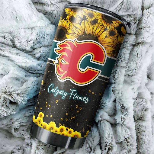 Beautiful Sunflower Design Calgary Flames NHL Tumbler That Will Make Your Day