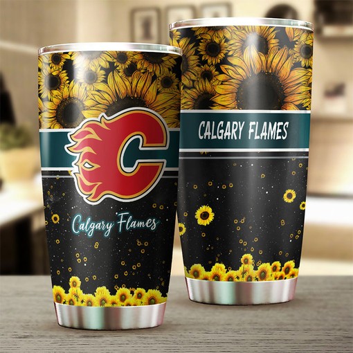 Beautiful Sunflower Design Calgary Flames NHL Tumbler That Will Make Your Day - Image 2