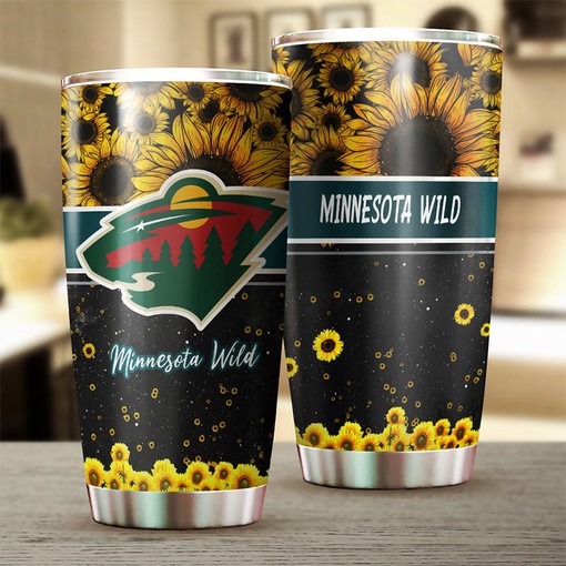 Beautiful Sunflower Design Minnesota Wild NHL Tumbler - Image 2
