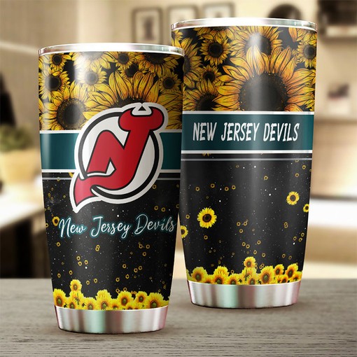 Beautiful Sunflower Design New Jersey Devils NHL Tumbler - Image 2