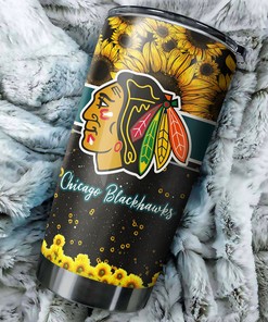 Beautiful Sunflower Hockey Grunge Design Chicago Blackhawks NHL Tumbler