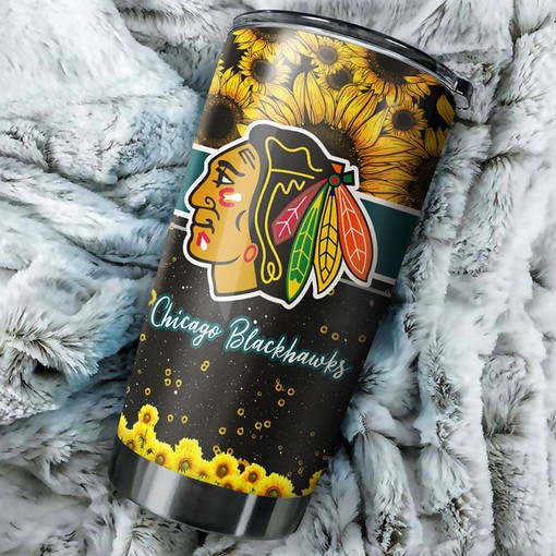 Beautiful Sunflower Hockey Grunge Design Chicago Blackhawks NHL Tumbler