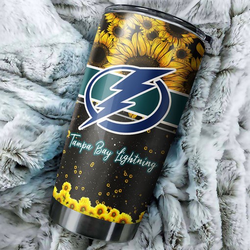 Beautiful Sunflower Tampa Bay Lightning NHL Tumbler - Perfect for Any Fan