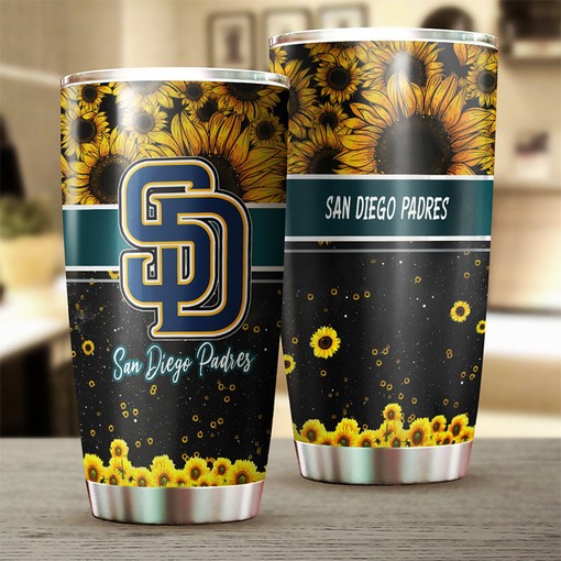 Beautiful Sunflower and Custom MLB Logo - San Diego Padres MLB Tumbler with Personalized Design - Image 2
