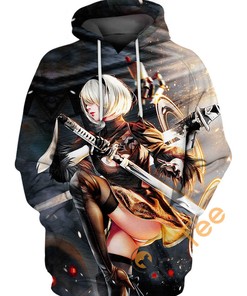 Become 2B with Nier: Automata All Over Print 3D Hoodie