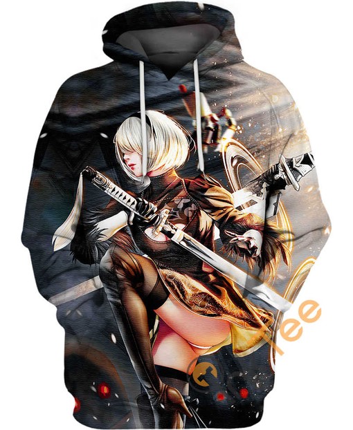 Become 2B with Nier: Automata All Over Print 3D Hoodie