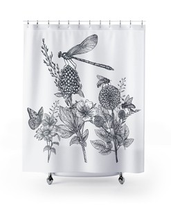 Bee Butterfly Dragonfly Shower Curtains - Bring Nature Indoors