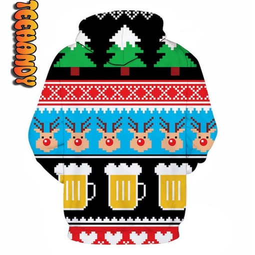 Beer Christmas All Over Print 3D Hoodie - Perfect for Christmas Celebrations - Image 2