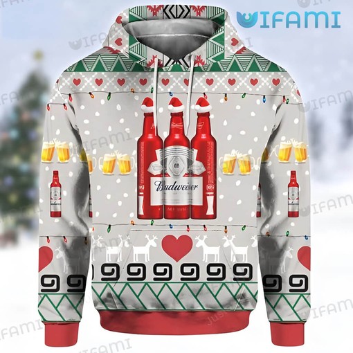 Beer Glass Reindeer Budweiser All Over Print Hoodie for Men - Gift