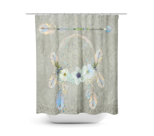 Beige Dreamcatcher Boho Shower Curtain Set with Optional Bath Mat and Towels - Image 2