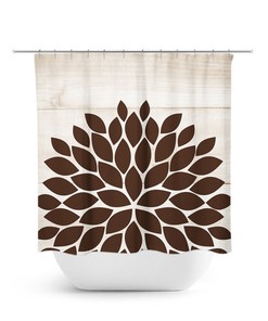 Beige Flower Shower Curtain - Perfect for Farmhouse Bathroom Decor