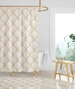 Beige Ikat Print Shower Curtain, Add a Touch of Elegance to Your Bathroom Decor | elegant shower curtains