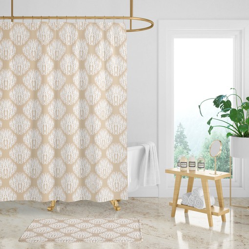 Beige Ikat Print Shower Curtain, Add a Touch of Elegance to Your Bathroom Decor | elegant shower curtains