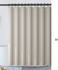 Beige Linen-textured Waterproof Disney Shower Curtain, Perfect for a Minimalist Bathroom Decor with Extra Thickness