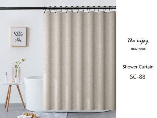 Beige Linen-textured Waterproof Disney Shower Curtain, Perfect for a Minimalist Bathroom Decor with Extra Thickness