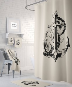 Beige Octopus Disney Shower Curtain for Underwater Bathroom Decor