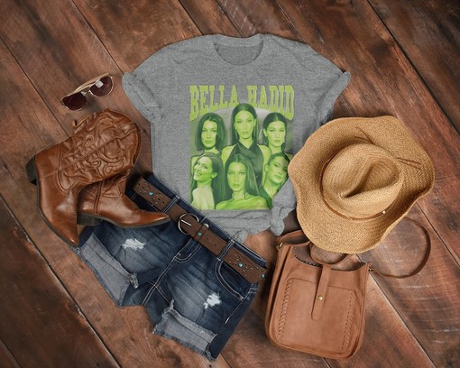 Bella Hadid Vintage 90s Shirt - Bella Hadid Homage Tshirt - Movie Shirts for Women - Retro Celebrity Shirt - Image 3