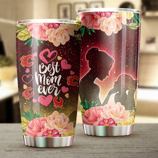 Best Mom Ever Cool Flower Can Enjoy Calgary Flames with This NHL Tumbler 20 oz with Fashion Tumblers - Image 2