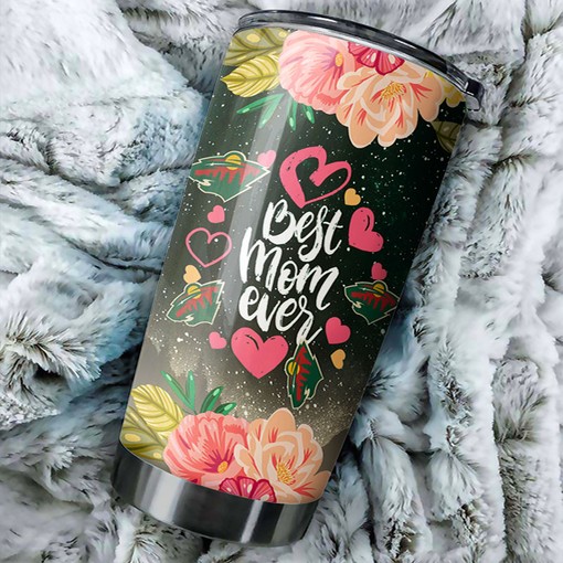 Best Mom Ever Cool Flower Will Love This Minnesota Wild NHL Tumbler with Sports Tumbler 20 oz