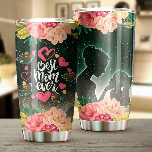 Best Mom Ever Cool Flower Will Love This Minnesota Wild NHL Tumbler with Sports Tumbler 20 oz - Image 2